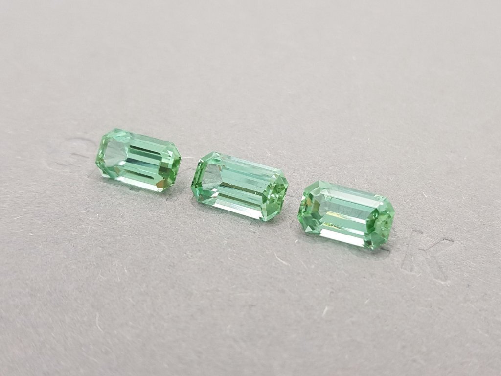 Set of three bluish-green octagon cut tourmalines 7.26 ct Image №4