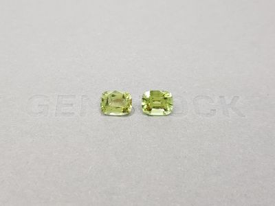 Pair of yellow-green tourmalines in cushion cut 2.18 ct photo