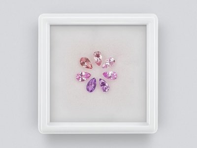 Set of calibrated sapphires 5x3 mm in pear cut 1.60 carats/7 pcs. photo