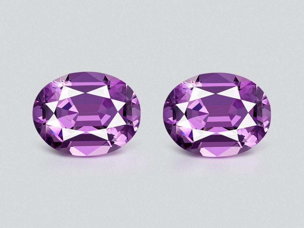  Pair of violet amethysts, oval cut, 16.51 carats, Brazil Image №1