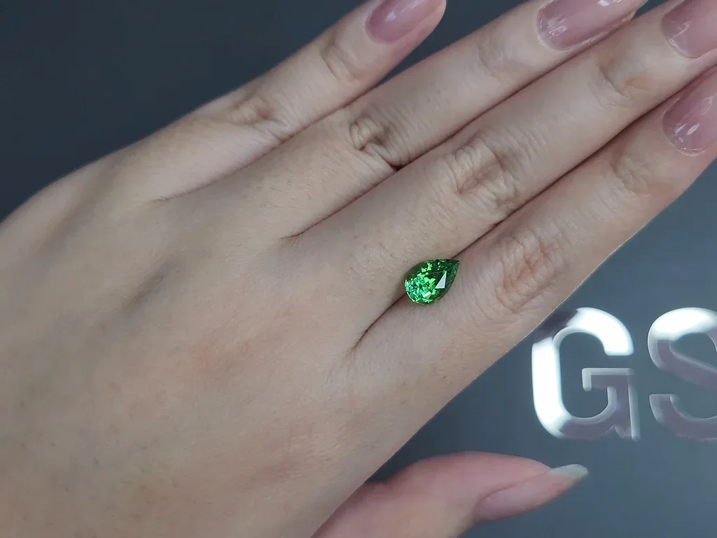 Intense Green tsavorite garnet in pear cut 1.78 carats, Tanzania Image №2