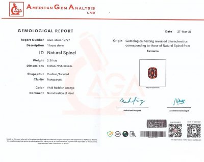 Certificate Spinel Mahenge Vibrant red pink cushion cut 2.34 carats, Tanzania  