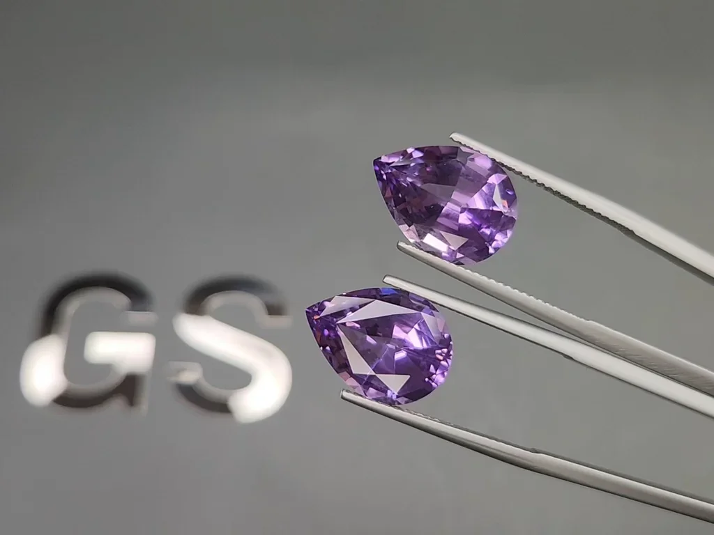 Set of purple amethysts pear cut 17.00-20.00 carats, Brazil Image №4
