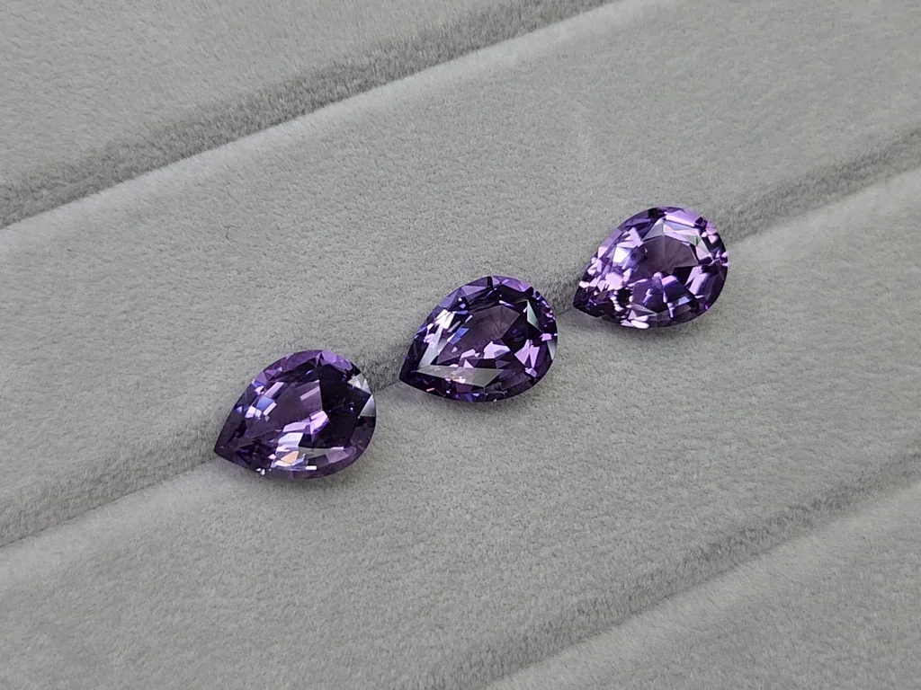 Set of purple amethysts pear cut 17.00-20.00 carats, Brazil Image №5