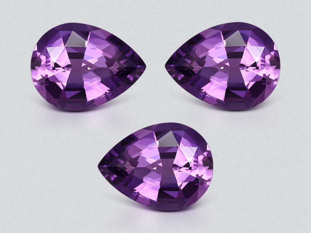 Set of purple amethysts pear cut 17.00-20.00 carats, Brazil Image №1