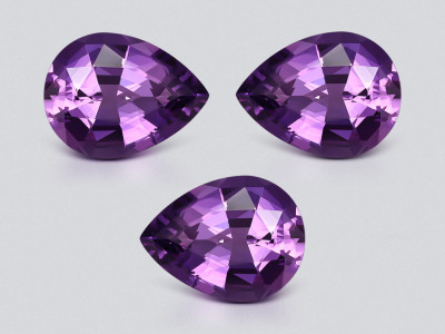 Set of purple amethysts pear cut 17.00-20.00 carats, Brazil photo