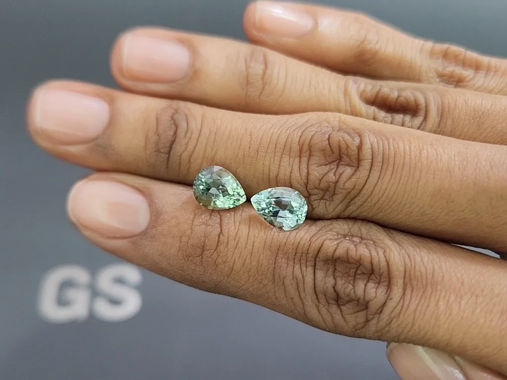 Pair of aquamarines pear cut 3.25 carats, Mozambique Image №2