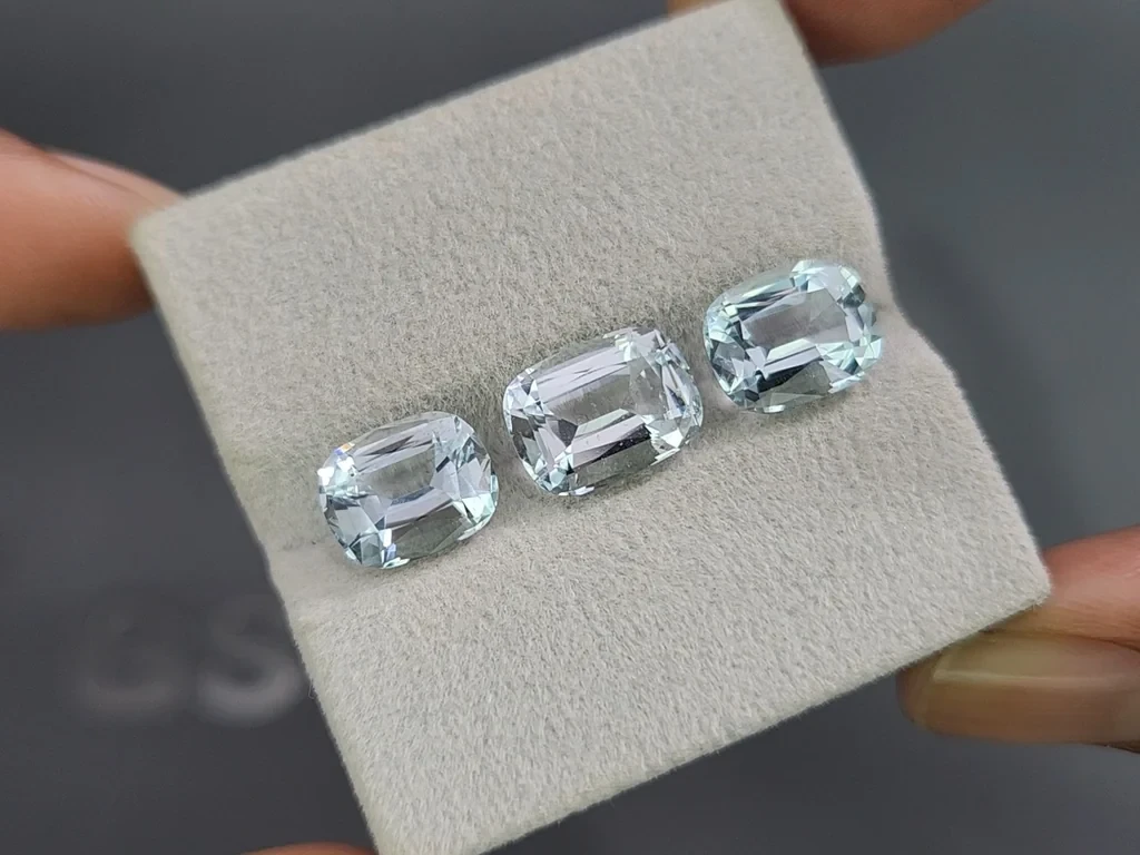 Set of aquamarines cushion cut 8.95 carats, Madagascar Image №5