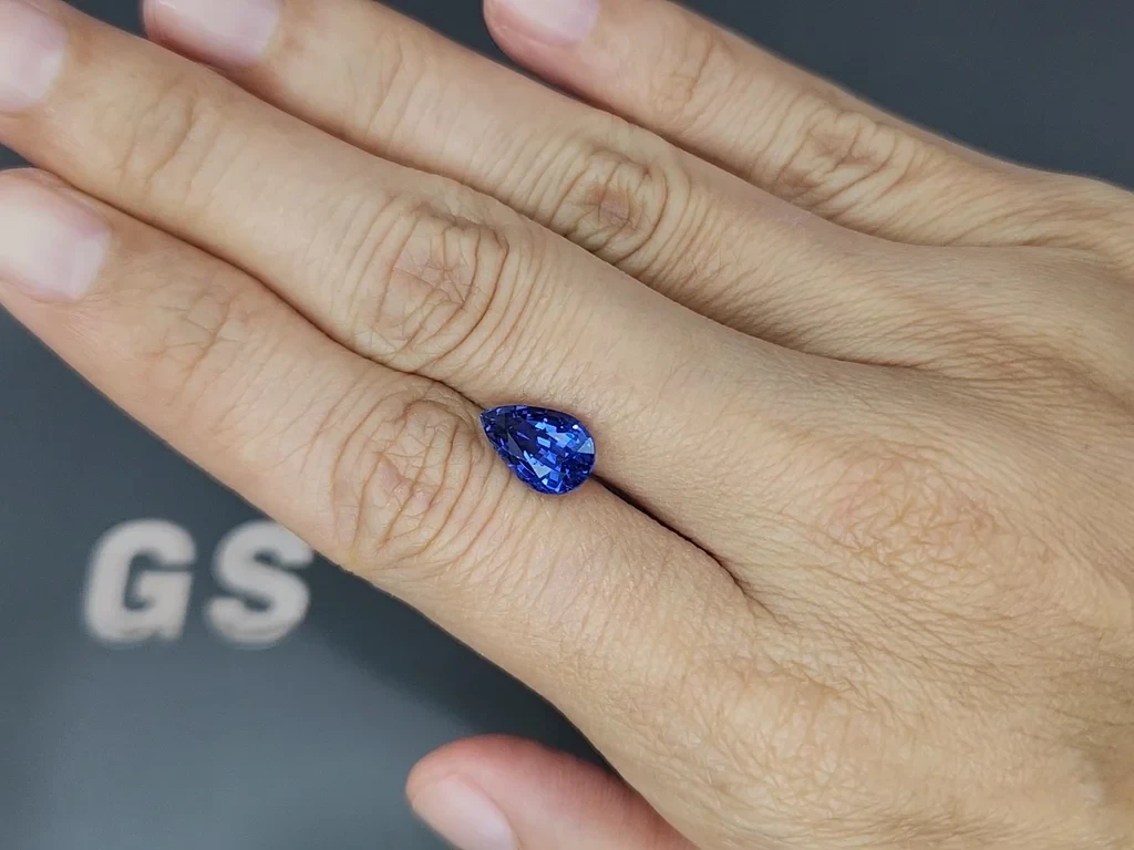 Blue sapphire pear cut 3 .09 carats, Sri Lanka Image №2