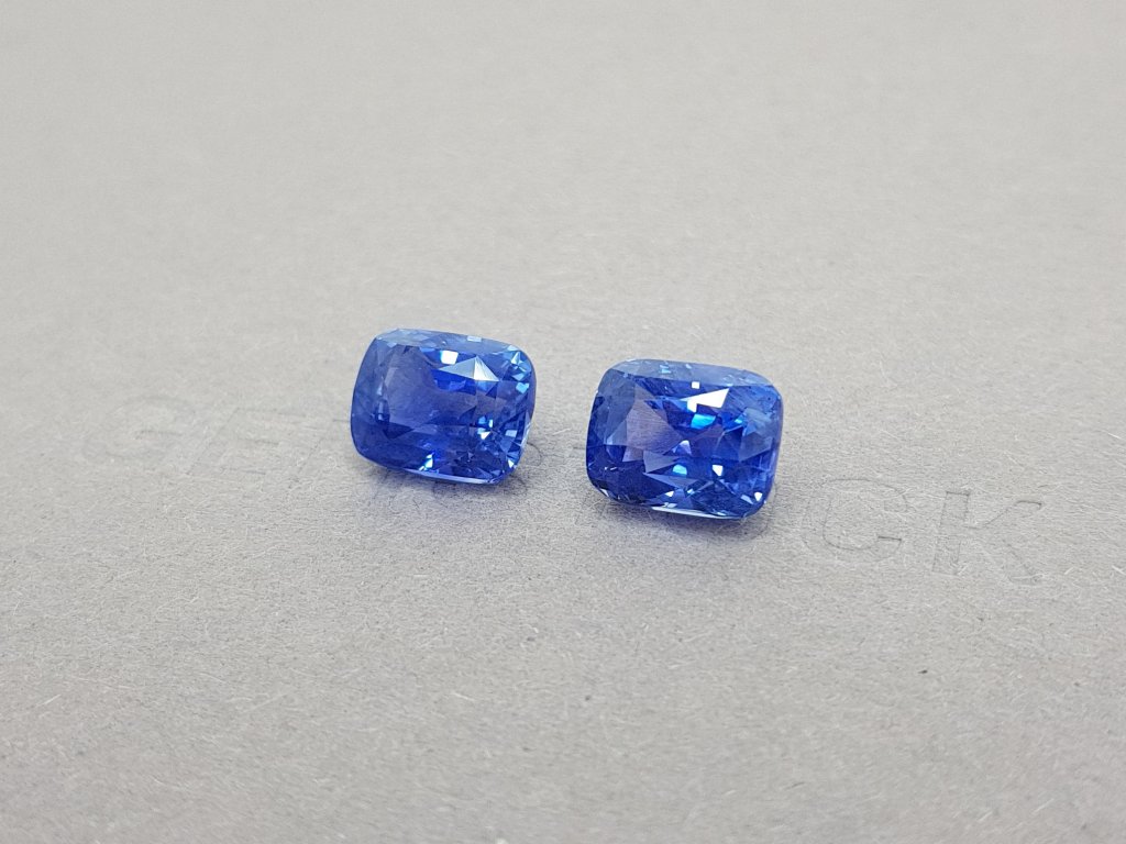Pair of unheated cushion cut sapphires 10.07 ct, Sri Lanka, GRS Image №2