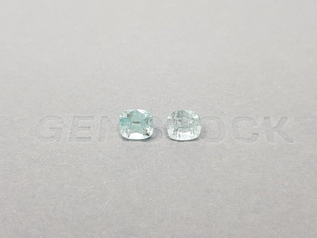 Pair of light blue cushion cut tourmalines 2.17 ct Image №2