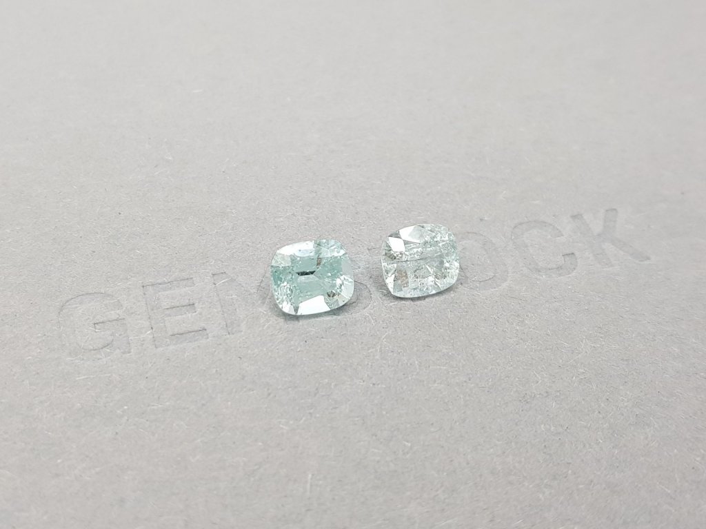 Pair of light blue cushion cut tourmalines 2.17 ct Image №4