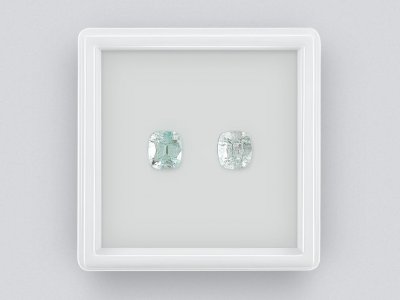 Pair of light blue cushion cut tourmalines 2.17 ct photo