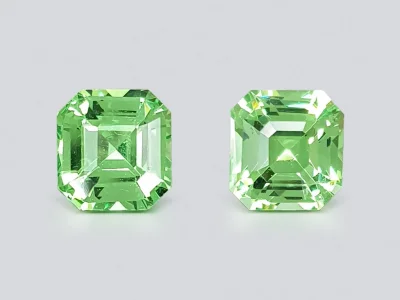 Pair of neon green tsavorite garnets in octagon cut 2.06 ct photo