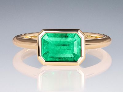 Ring with Muzo Green emerald 1.57 ct in 18K yellow gold photo