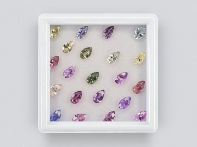 Set of calibrated sapphires 5x3 mm in pear cut 4.95 carats/21 pcs. photo