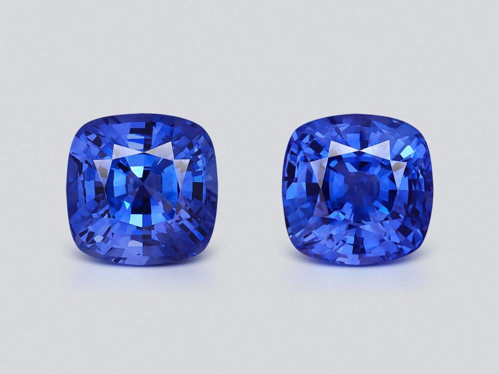 Pair of Cornflower Blue sapphires in cushion cut 6.30 carats, Sri Lanka Image №1