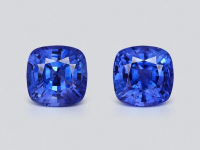 Pair of Cornflower Blue sapphires in cushion cut 6.30 carats, Sri Lanka photo