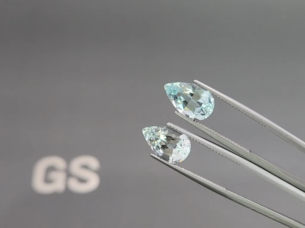 Pair of aquamarines pear cut 6.91 carats, Mozambique Image №3