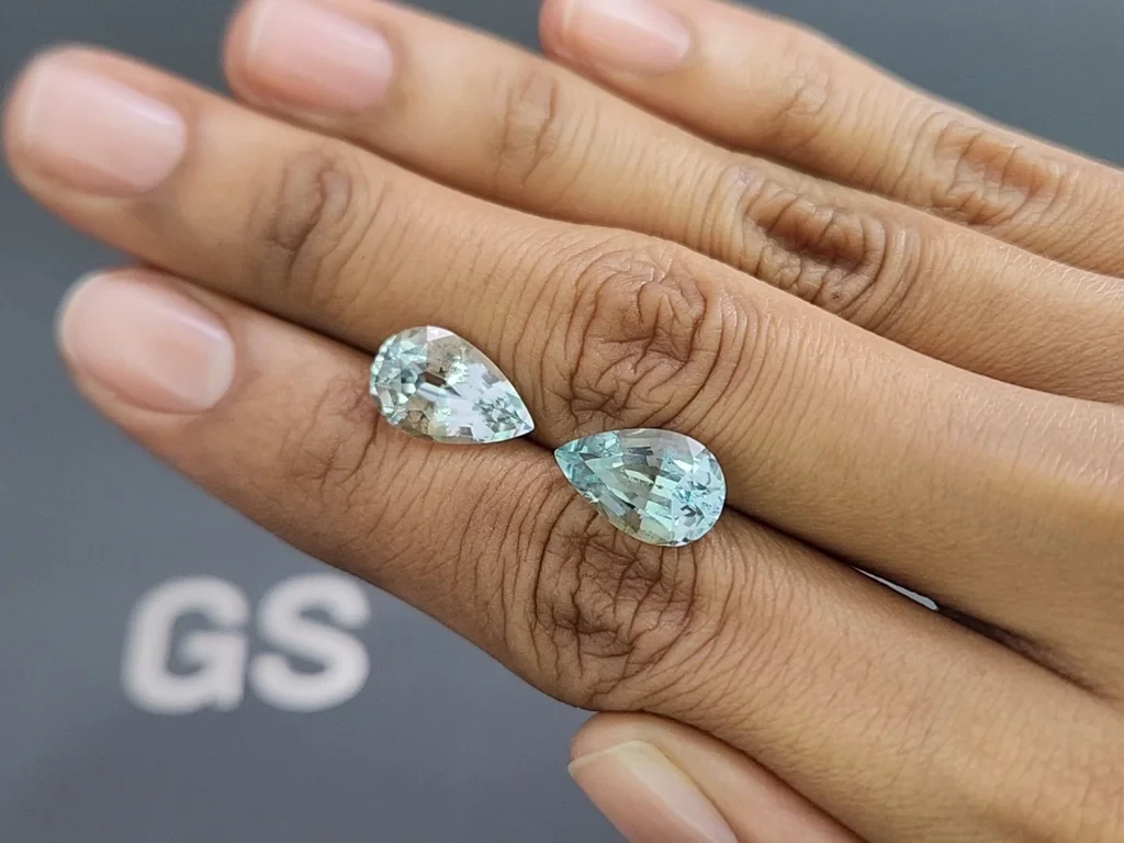 Pair of aquamarines pear cut 6.91 carats, Mozambique Image №2