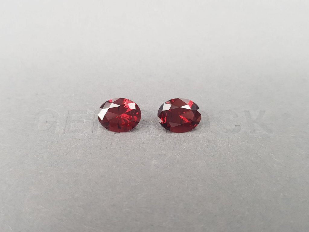 Pair of vivid red oval cut rhodolites 3.52 ct, Tanzania Image №2