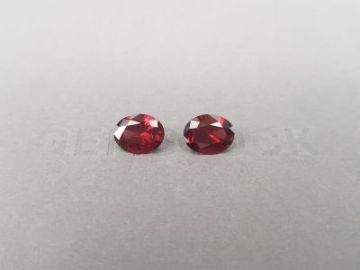 Pair of vivid red oval cut rhodolites 3.52 ct, Tanzania photo