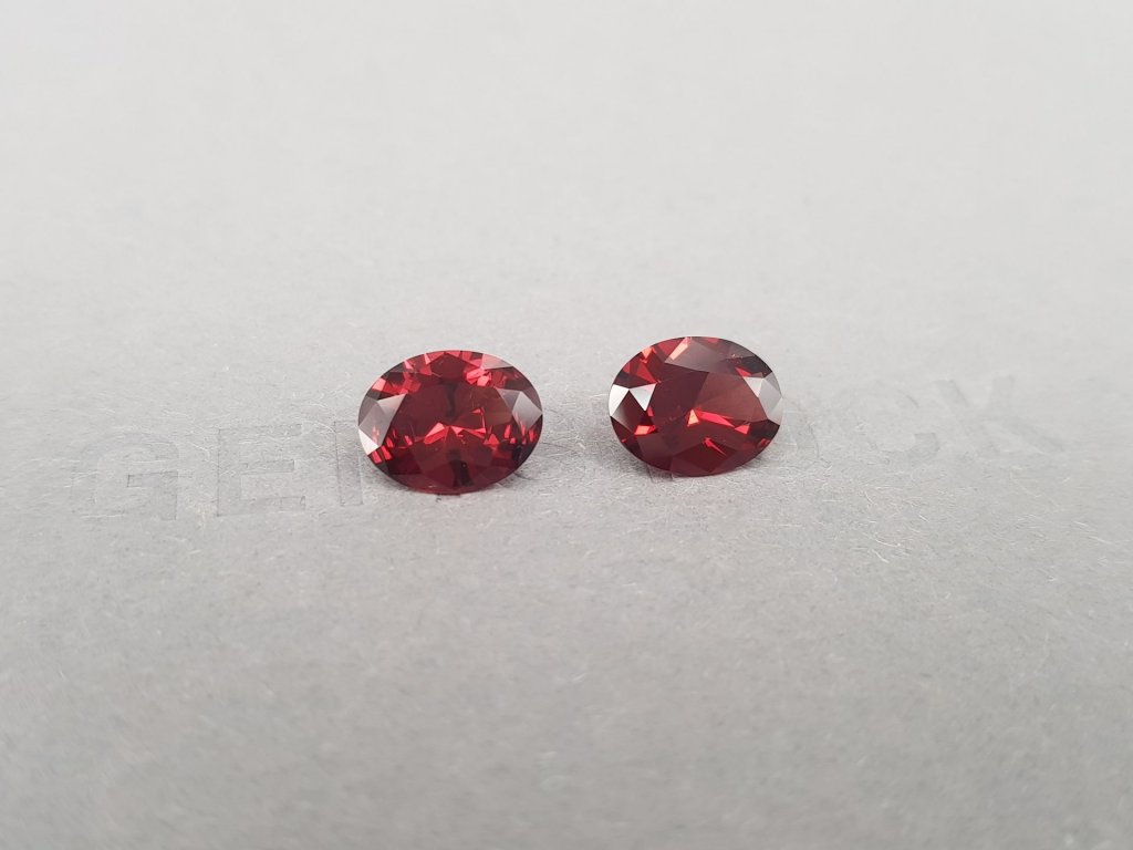 Pair of vivid red oval cut rhodolites 3.52 ct, Tanzania Image №3