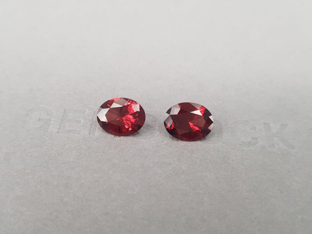Pair of vivid red oval cut rhodolites 3.52 ct, Tanzania Image №4