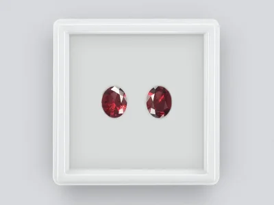 Pair of vivid red oval cut rhodolites 3.52 ct, Tanzania photo