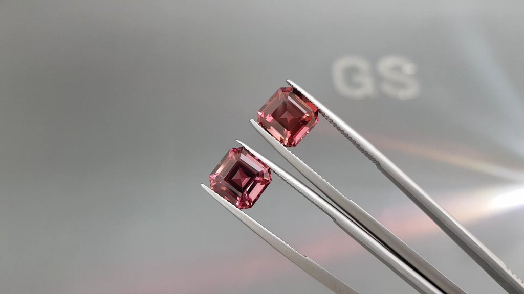 Pair of asscher-cut pink tourmalines 7.83 ct from Nigeria  Image №3