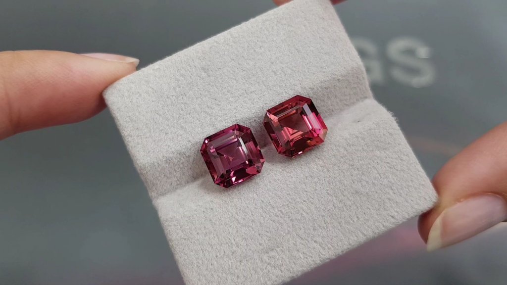 Pair of asscher-cut pink tourmalines 7.83 ct from Nigeria  Image №4