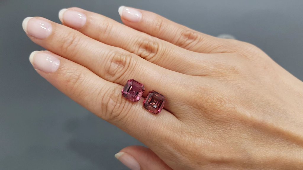 Pair of asscher-cut pink tourmalines 7.83 ct from Nigeria  Image №2