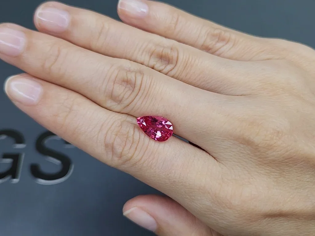 Red-pink Mahenge spinel in pear cut 3.67 carats, Tanzania  Image №2