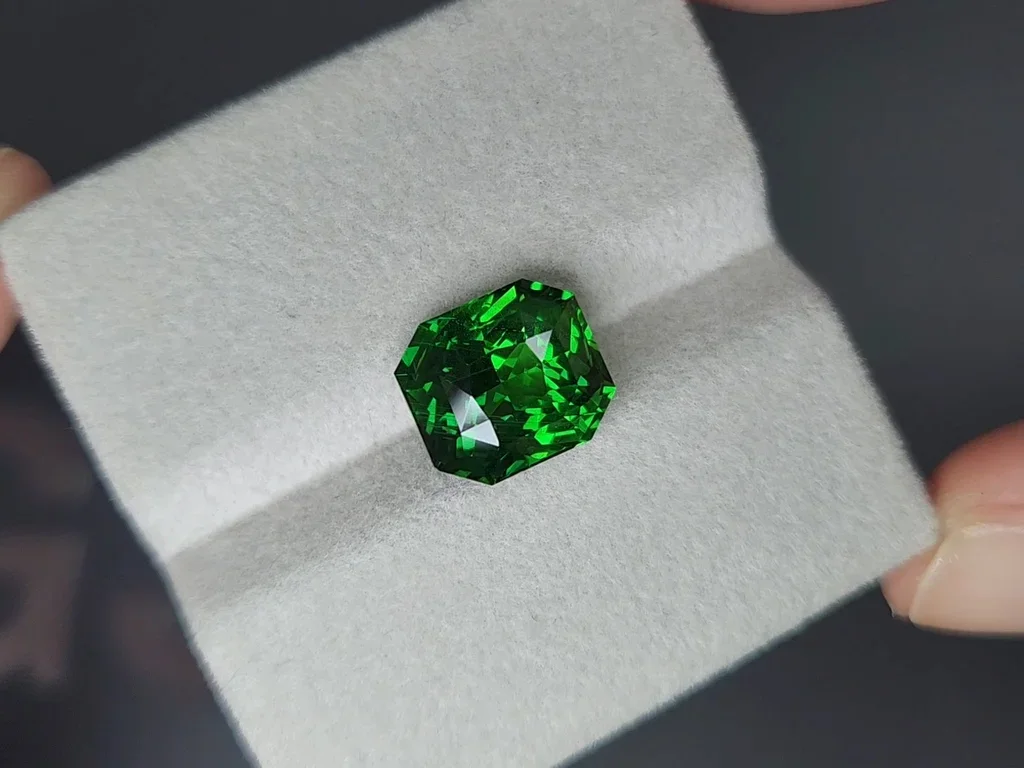 Vivid-green tsavorite garnet in radiant cut 6.49 carats, Tanzania  Image №4
