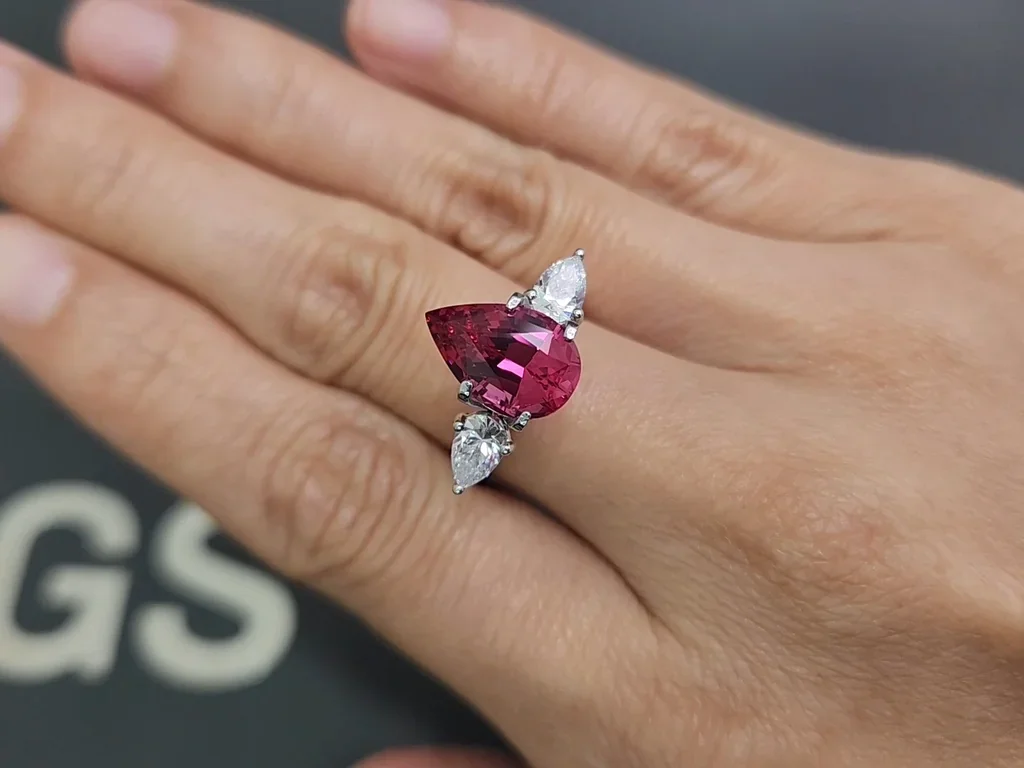 Spinel Mahenge Vibrant pink red pear cut 3.65 carats, Tanzania Image №5