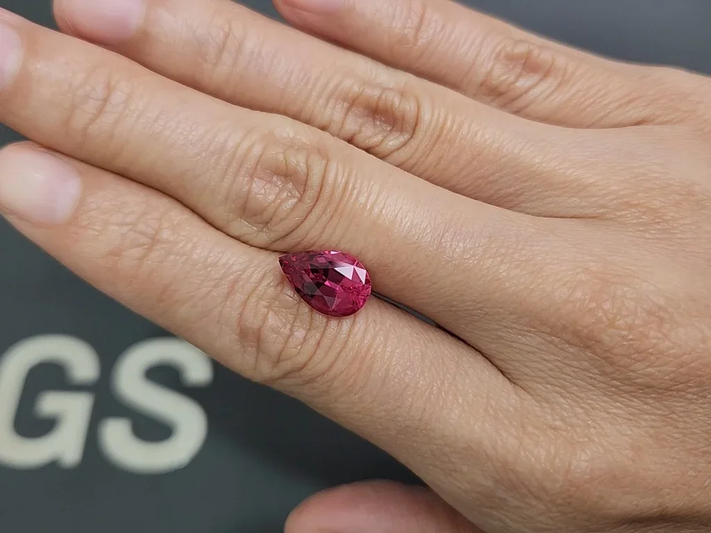 Spinel Mahenge Vibrant pink red pear cut 3.65 carats, Tanzania Image №2