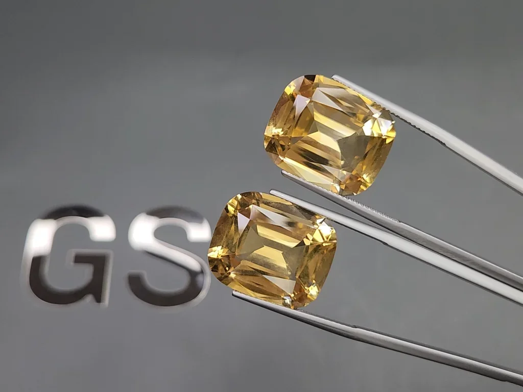 Set of yellow citrines in high precision cushion cut 55.00-57.00 ct, Africa Image №4