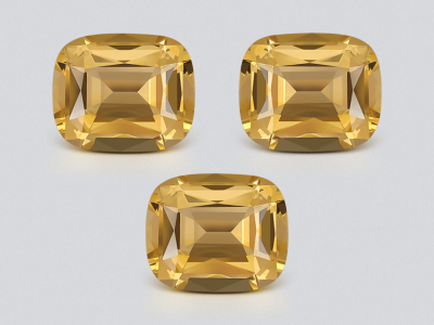 Set of yellow citrines in high precision cushion cut 55.00-57.00 ct, Africa photo