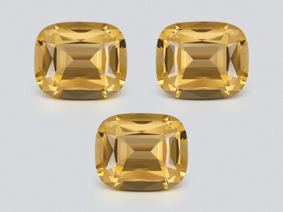 Set of yellow citrines in high precision cushion cut 55.00-57.00 ct, Africa photo