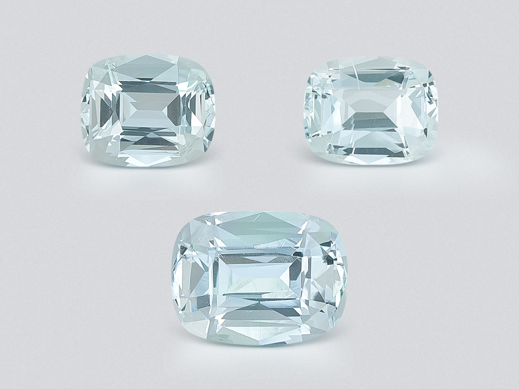 Set of aquamarines cushion cut 2.89 carats, Madagascar Image №1