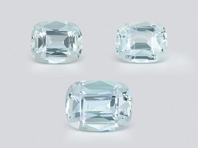 Set of aquamarines cushion cut 2.89 carats, Madagascar photo