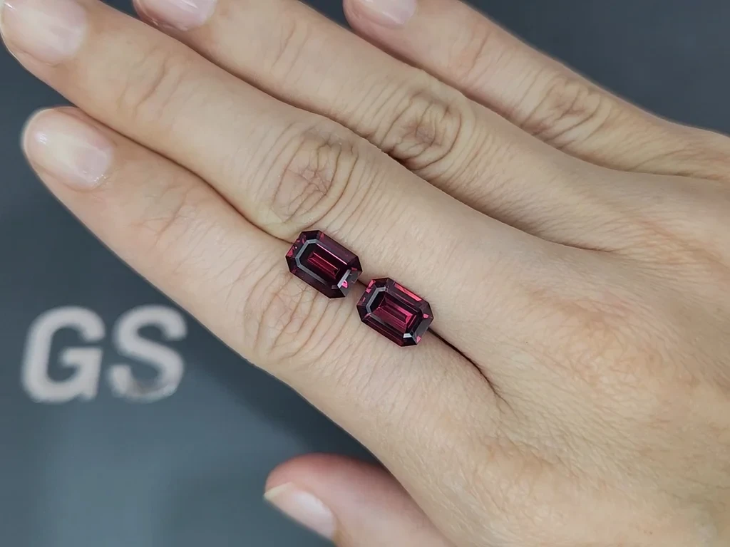 Pair of purple garnets rhodolite octagon cut 5.50 carats, Tanzania Image №2