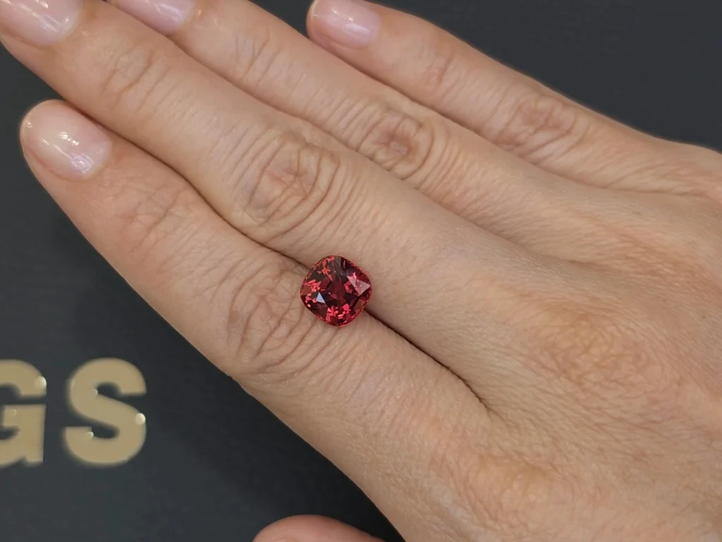 Spinel vivid pink orange with Vibrant proportions cushion cut 3.02 carats, Vietnam Image №2