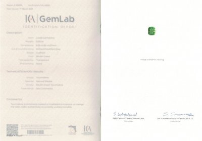 Certificate Lagoon blue tourmaline 3.09 ct, Afghanistan, ICA