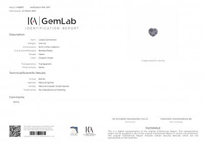 Certificate Heart cut gray spinel 3.44 ct, Burma