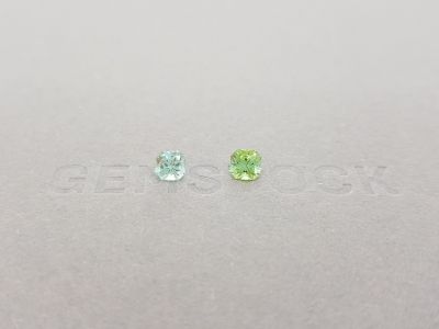 Contrasting pair of radiant cut tourmalines 0.85 ct photo