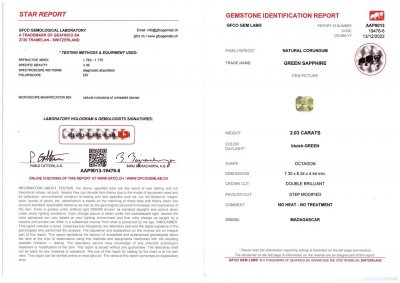 Certificate Parti color sapphire from Madagascar 2.03 ct, untreated