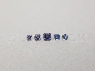 Asscher Cut Greyish Blue Spinel Set 1.69 ct photo