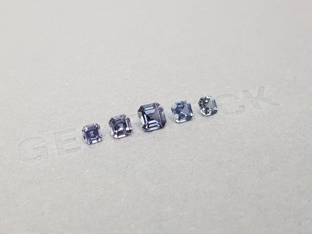 Asscher Cut Greyish Blue Spinel Set 1.69 ct Image №2
