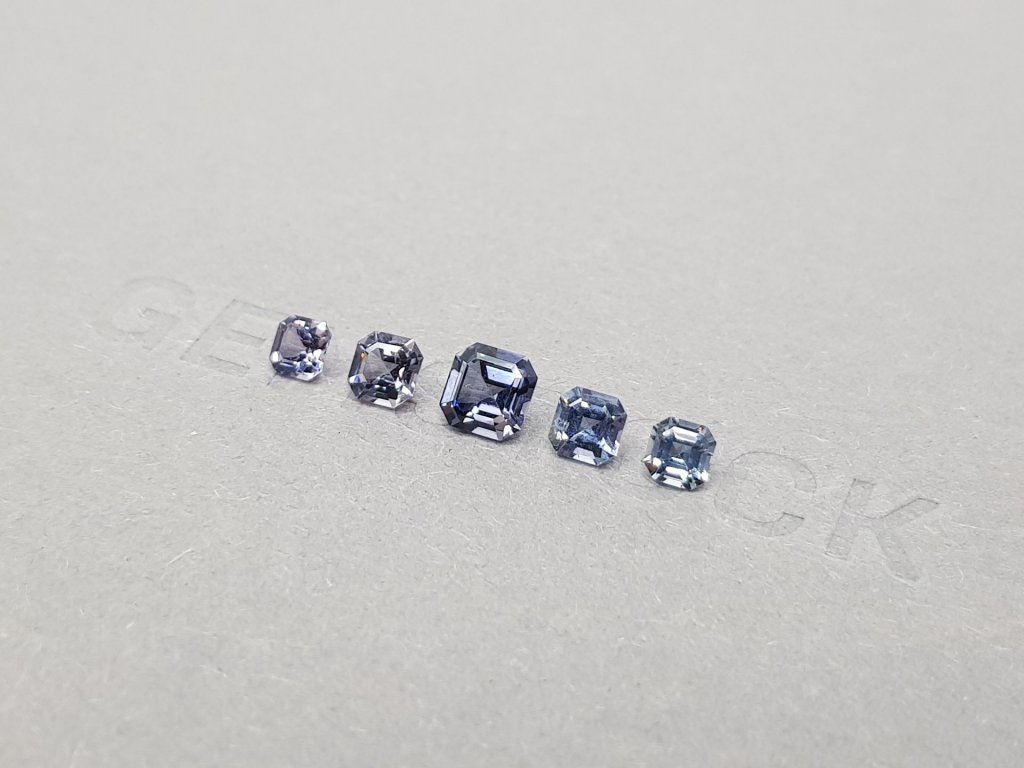 Asscher Cut Greyish Blue Spinel Set 1.69 ct Image №3